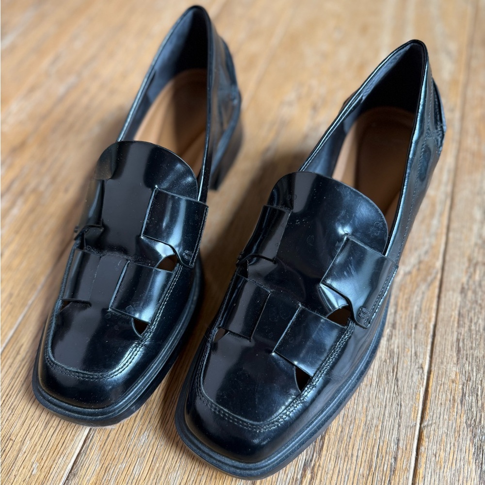 Franco Sarto Black Patent Leather Loafers